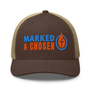 6606T Retro Trucker Brown/Khaki Marked & Chosen Logo front facing