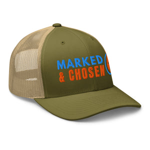 6606T Retro Trucker Moss/Khaki Marked & Chosen Logo right front facing