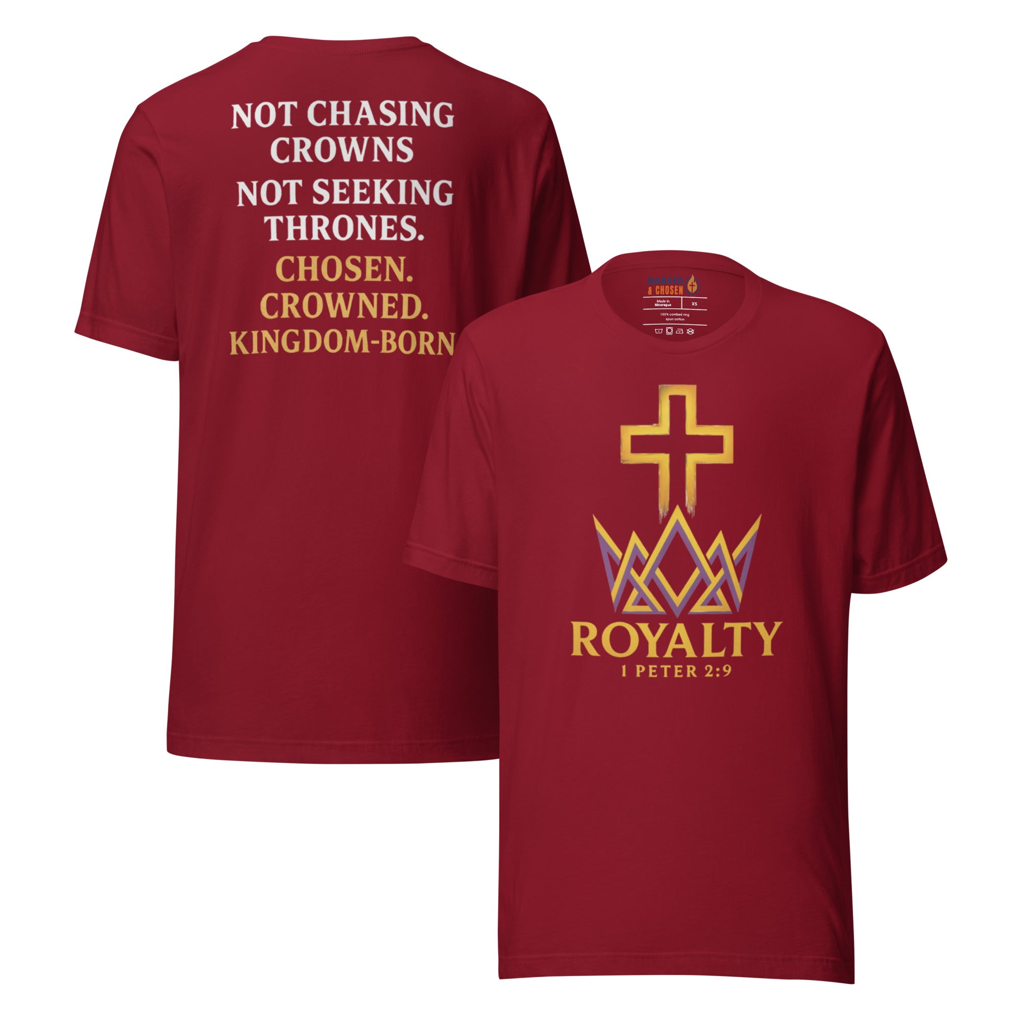Royalty T-Shirt - Cardinal - Front and Back View