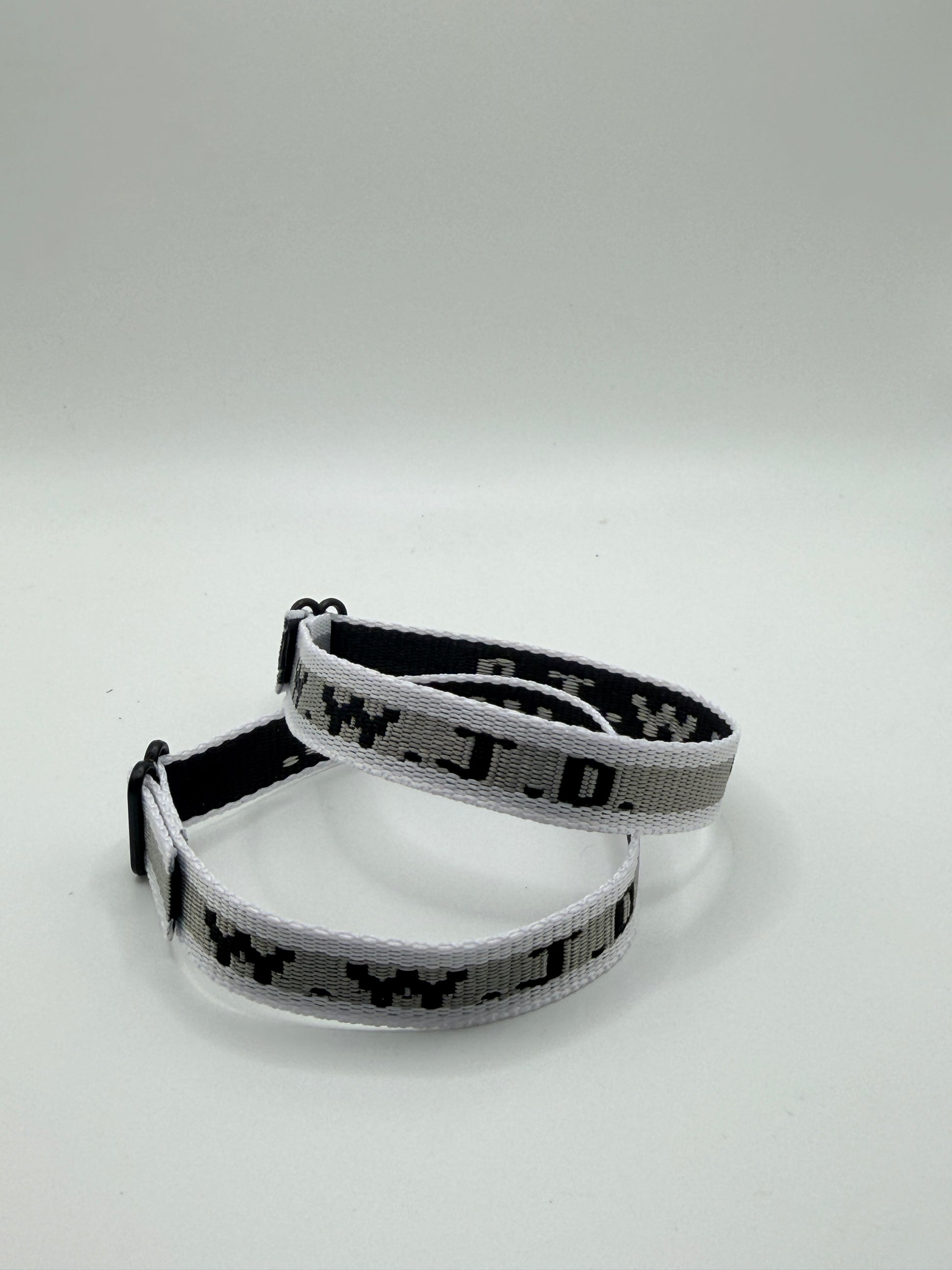 WWJD Woven Bracelet - White/Grey/Black - Front View