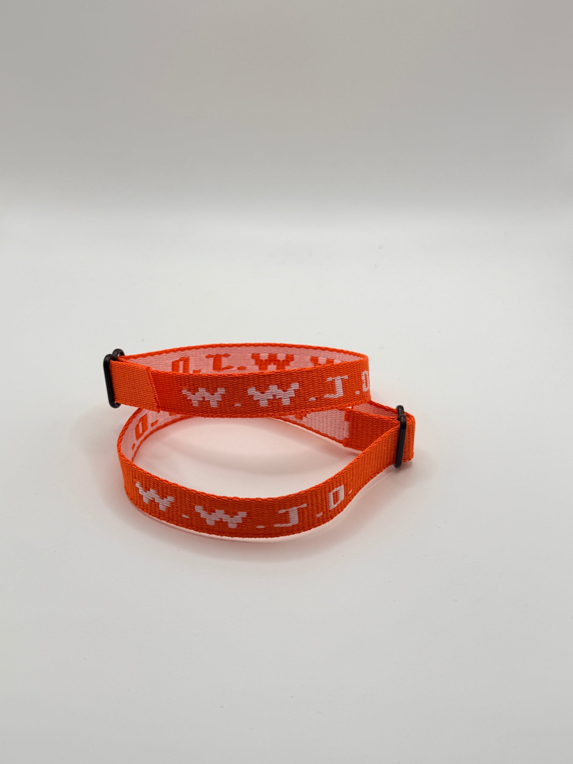 WWJD Woven Bracelet - Orange/White - Front View