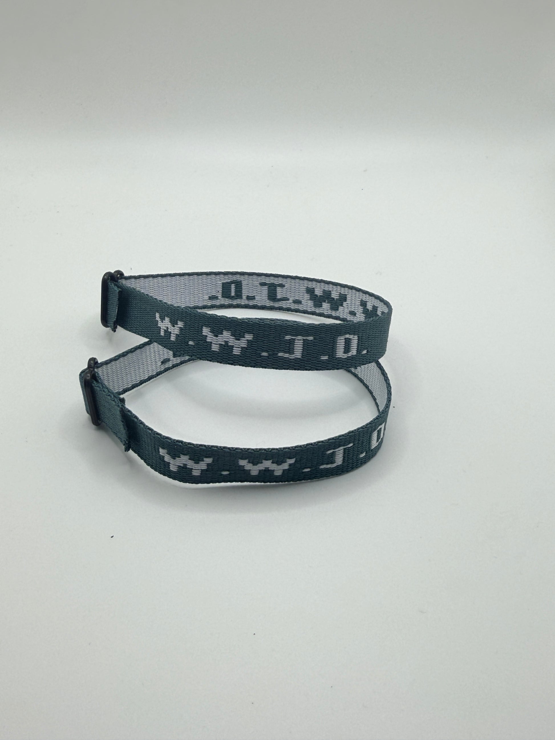 WWJD Woven Bracelet - Forest/White - Front View
