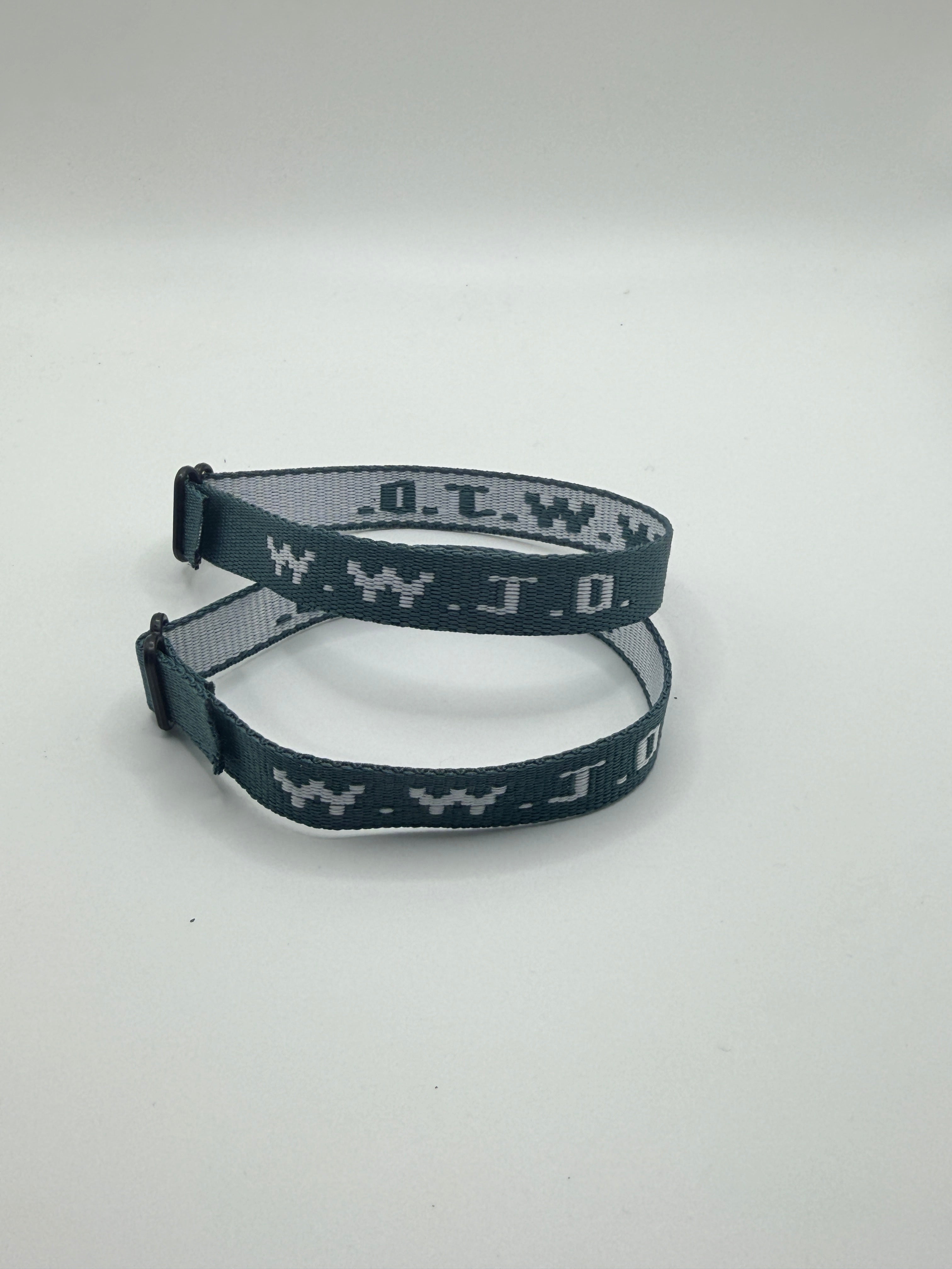 WWJD Woven Bracelet - Forest/White - Front View