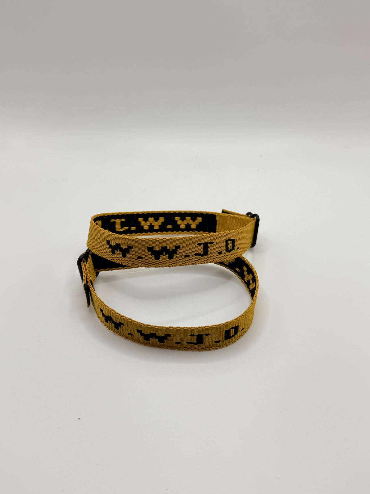 WWJD Woven Bracelet - Gold/Black - Front View
