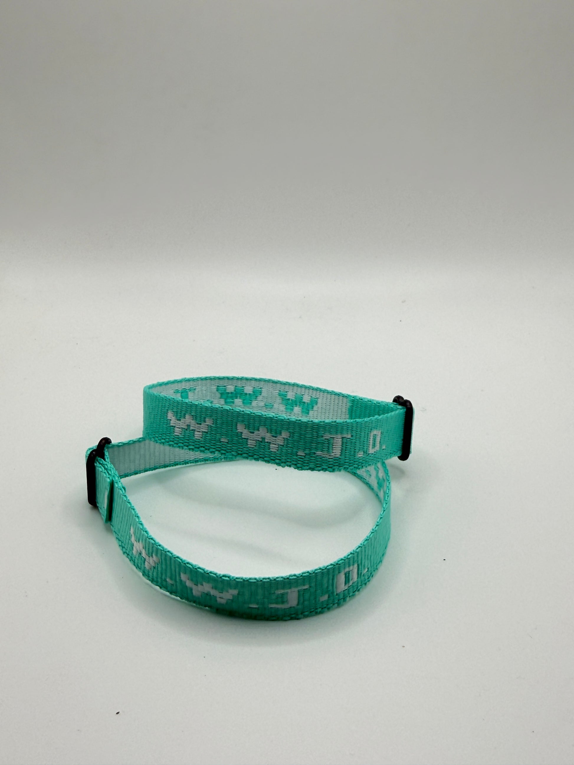 WWJD Woven Bracelet - Mint/White - Front View