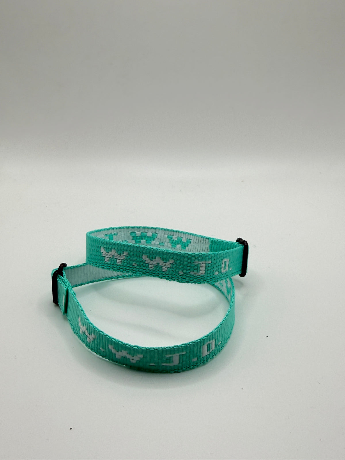 WWJD Woven Bracelet - Mint/White - Front View