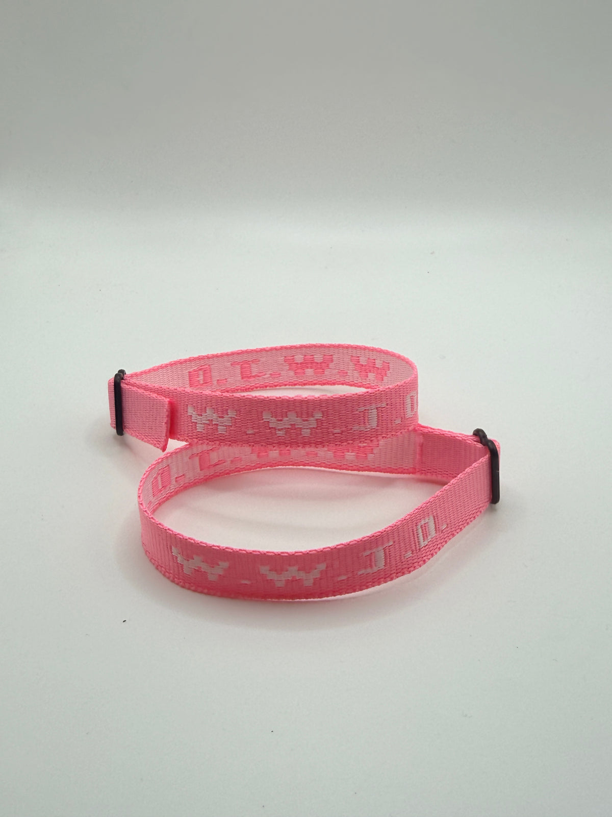 WWJD Woven Bracelet - Pink/White - Front View