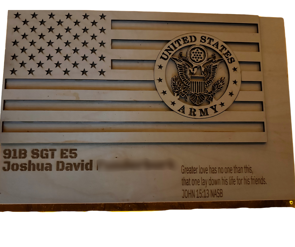 Custom Military Honor Plaque - Army - Front View