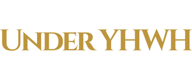 Text 'UNDER YHWH' in gold on a white background