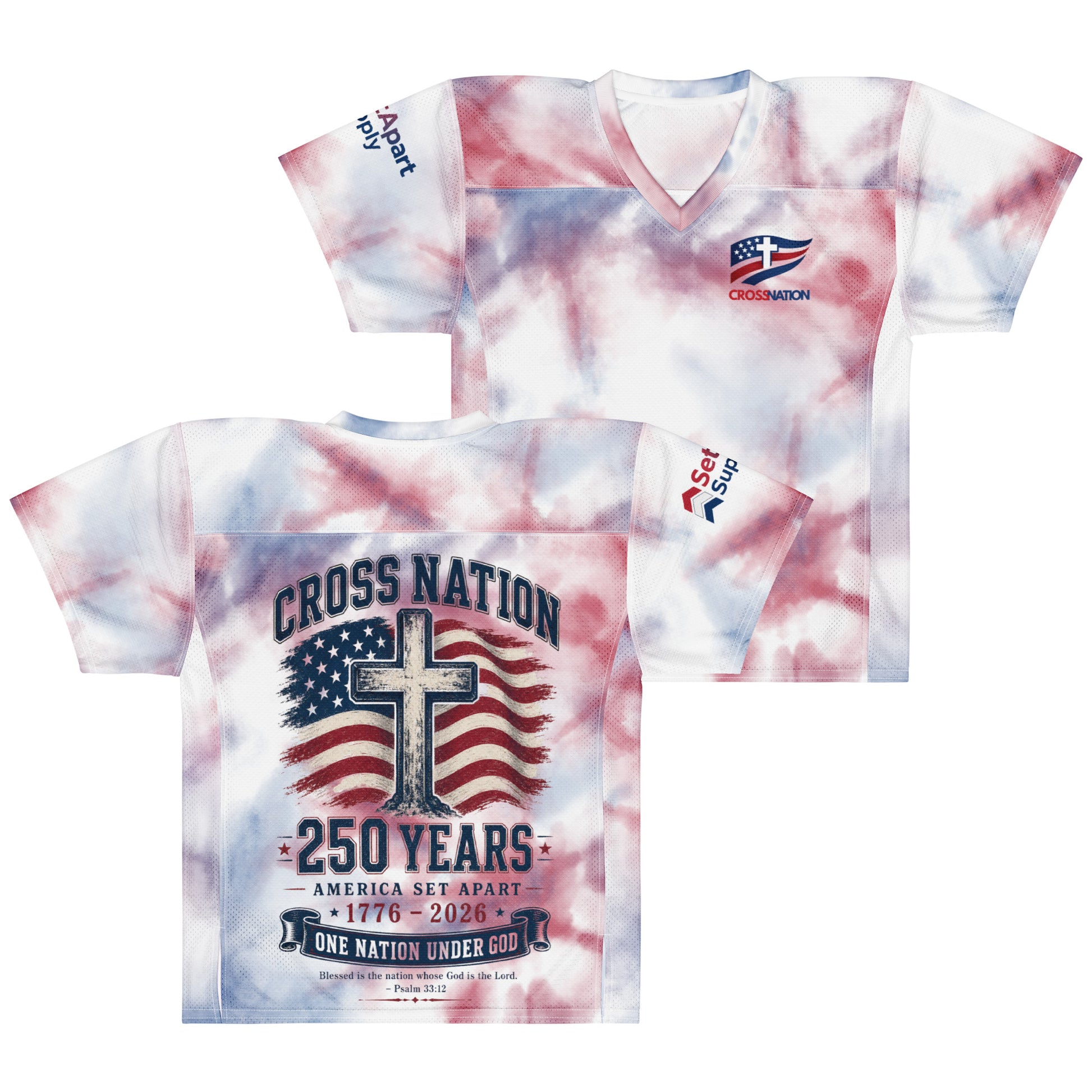 America 250th Football Jersey - White - Front and Back View