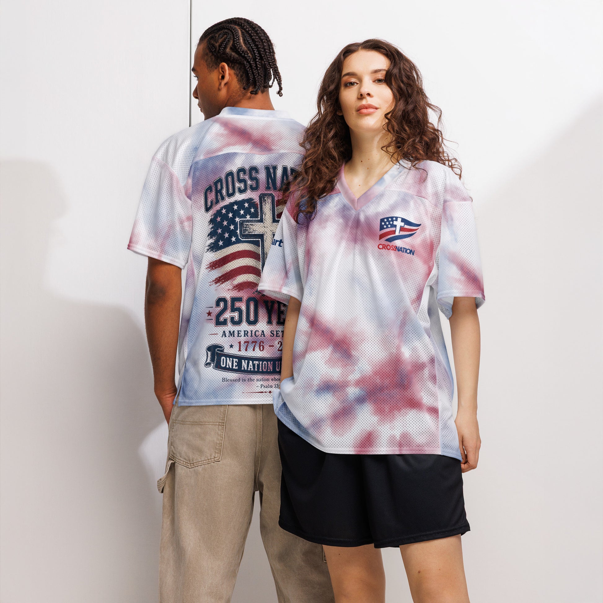 America 250th Football Jersey - White - Front and Back View 2