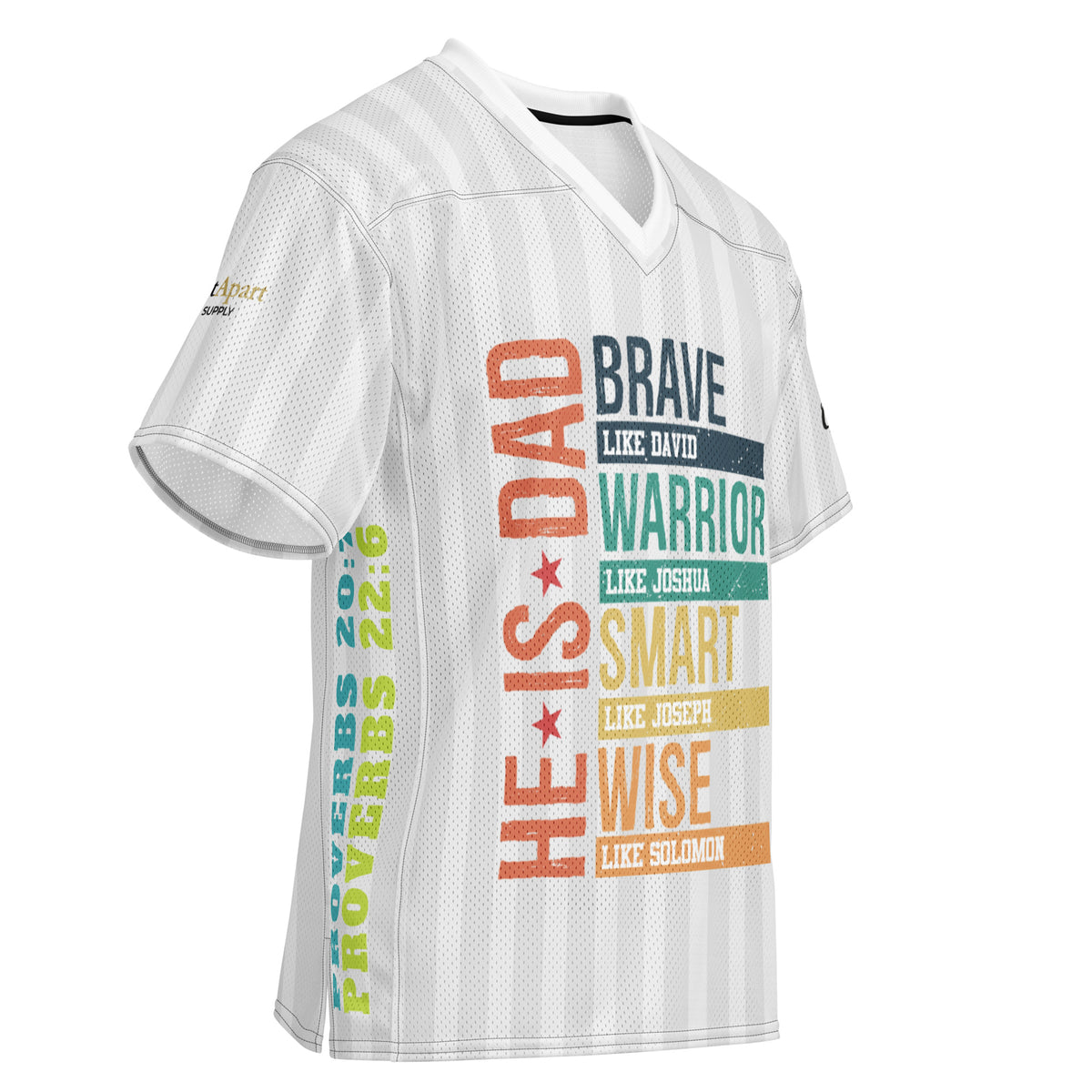 He is Dad Football Jersey - White - Right Front View