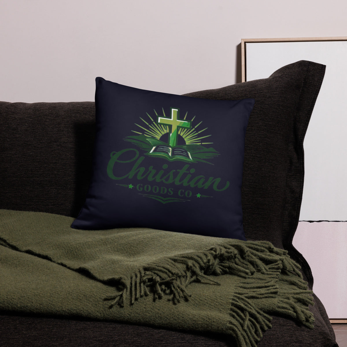Lion of Judah Green Basic Pillow - 18 x 18 - Back View