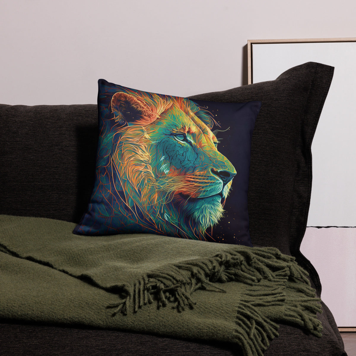 Lion of Judah Green Basic Pillow - 18″×18″ - Front View