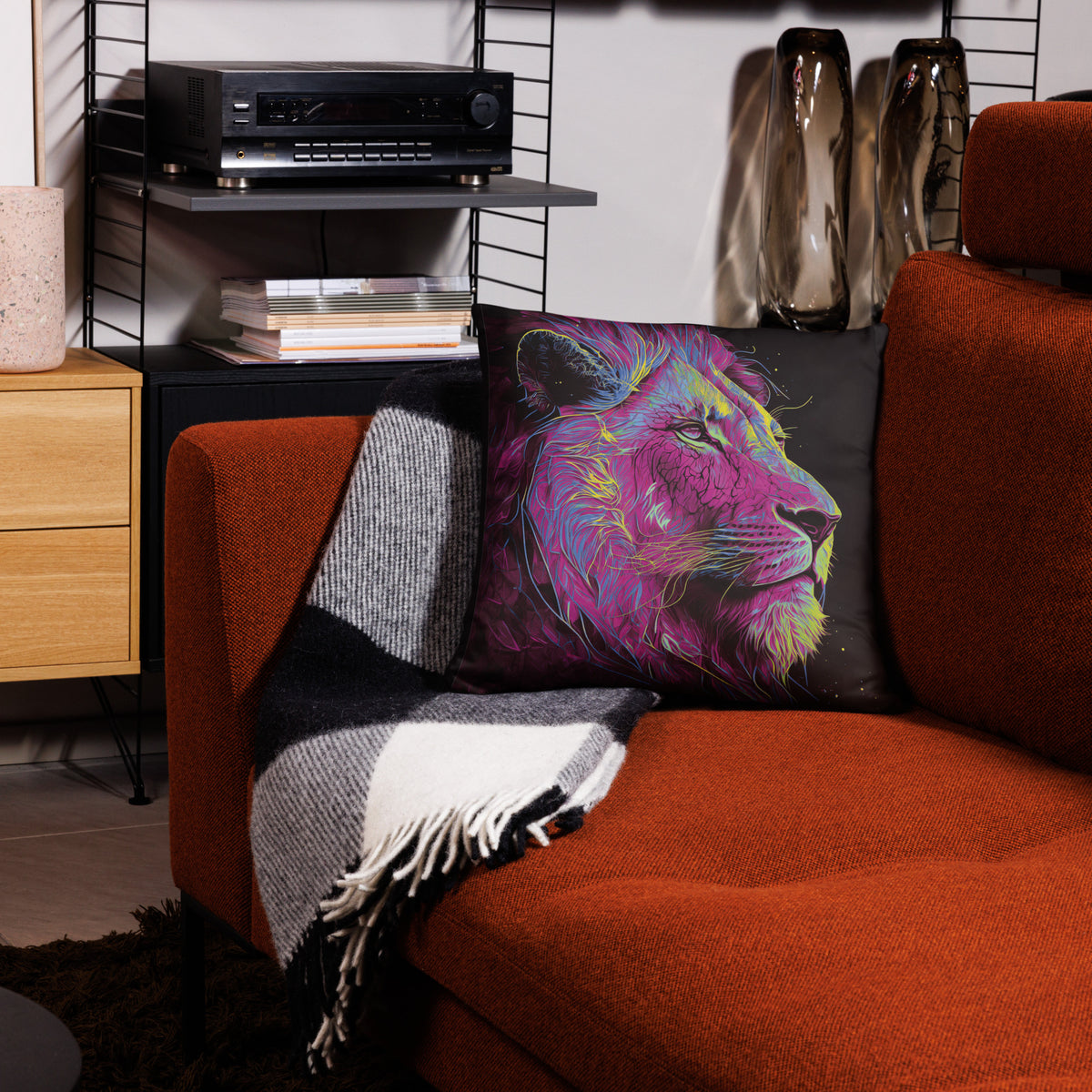Lion of Judah Pink Basic Pillow - 18″×18″ - Front View