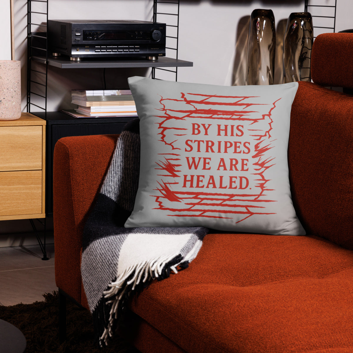 Marked by Stripes Basic Pillow - 22 x 22 - Back View