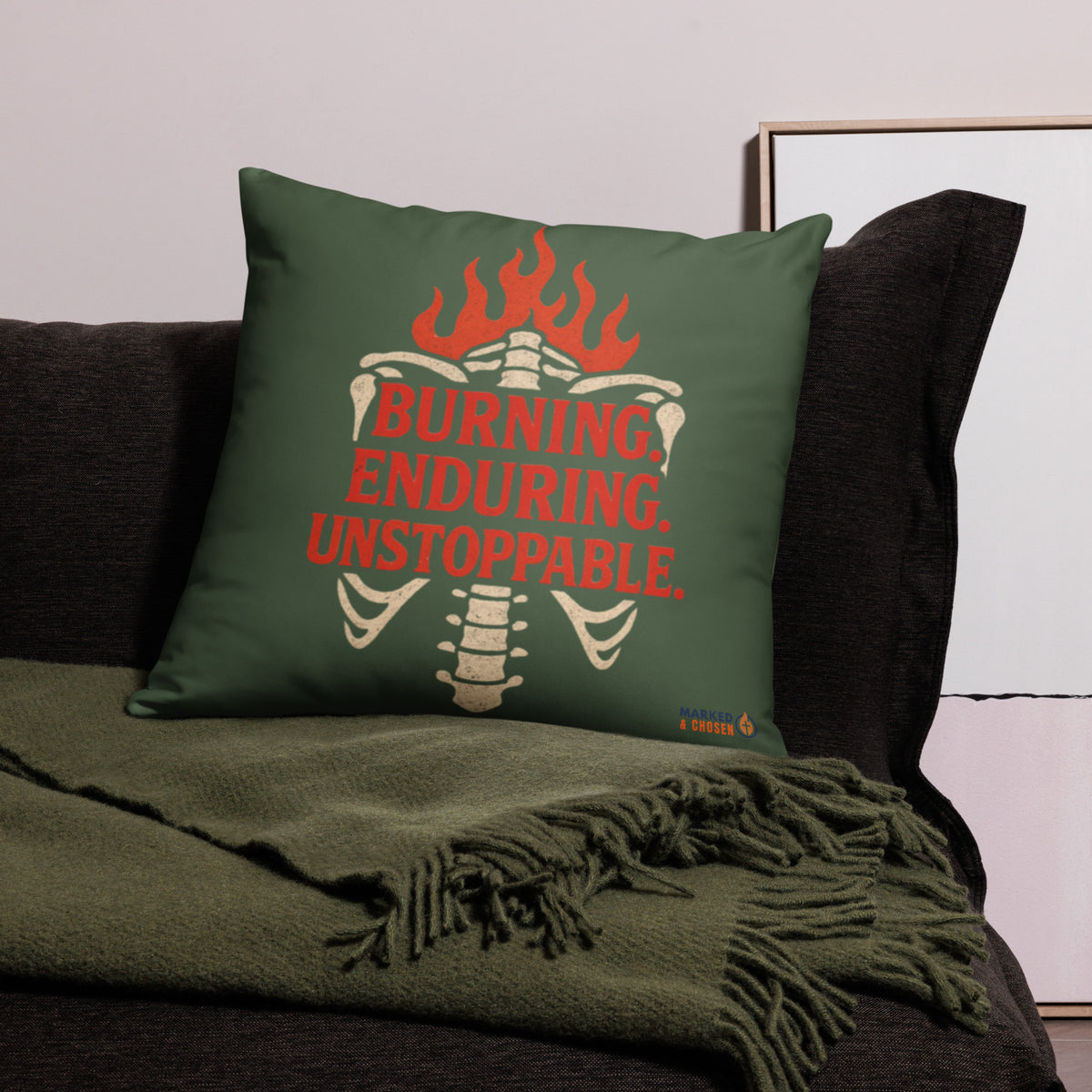 Fire in My Bones Basic Pillow - 22 x 22 - Back View