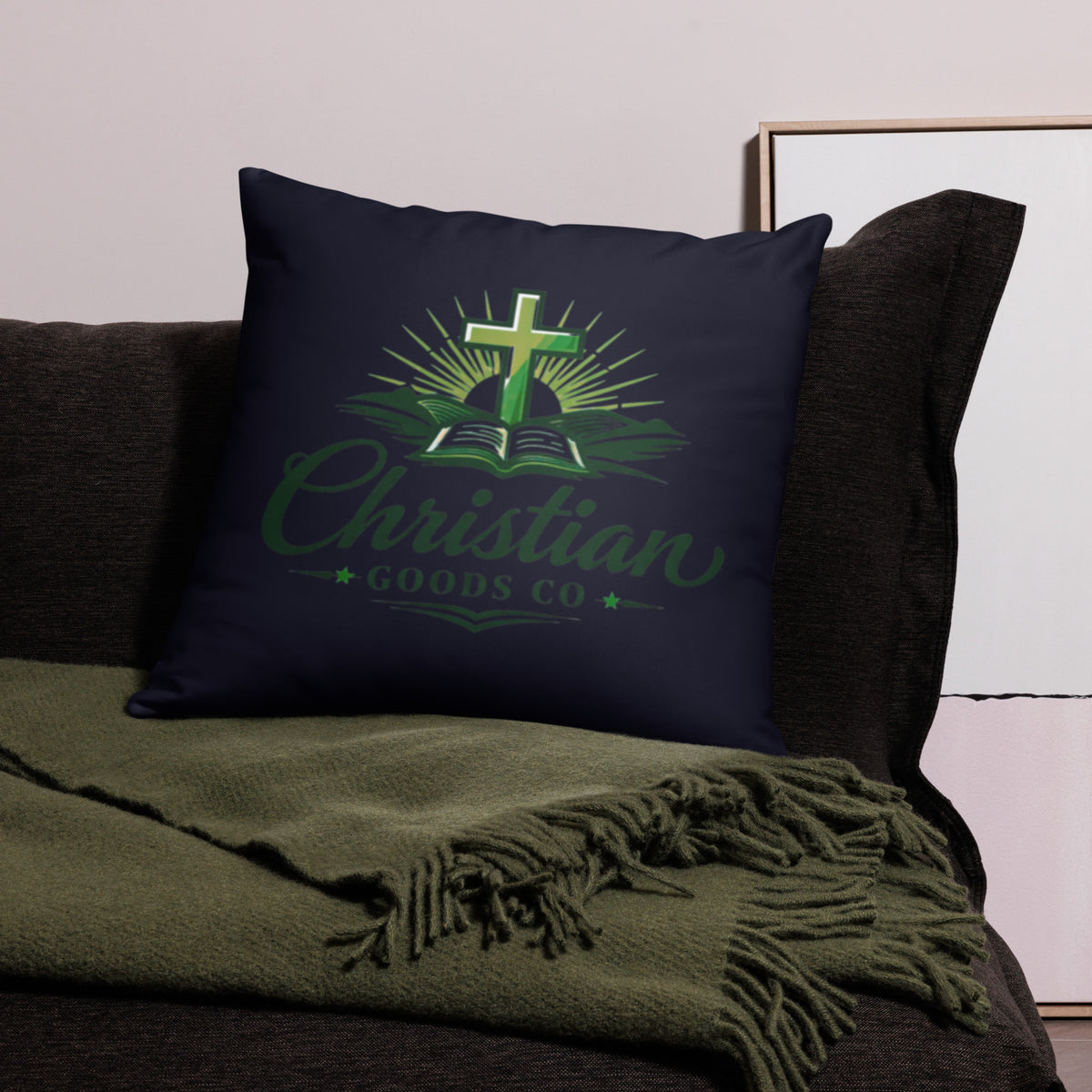 Lion of Judah Green Basic Pillow - 22 x 22 - Back View