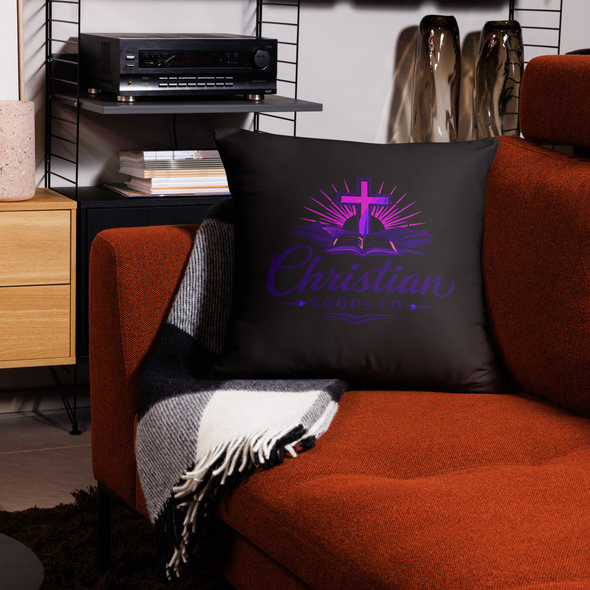 Lion of Judah Pink Basic Pillow - 22 x 22 - Back View