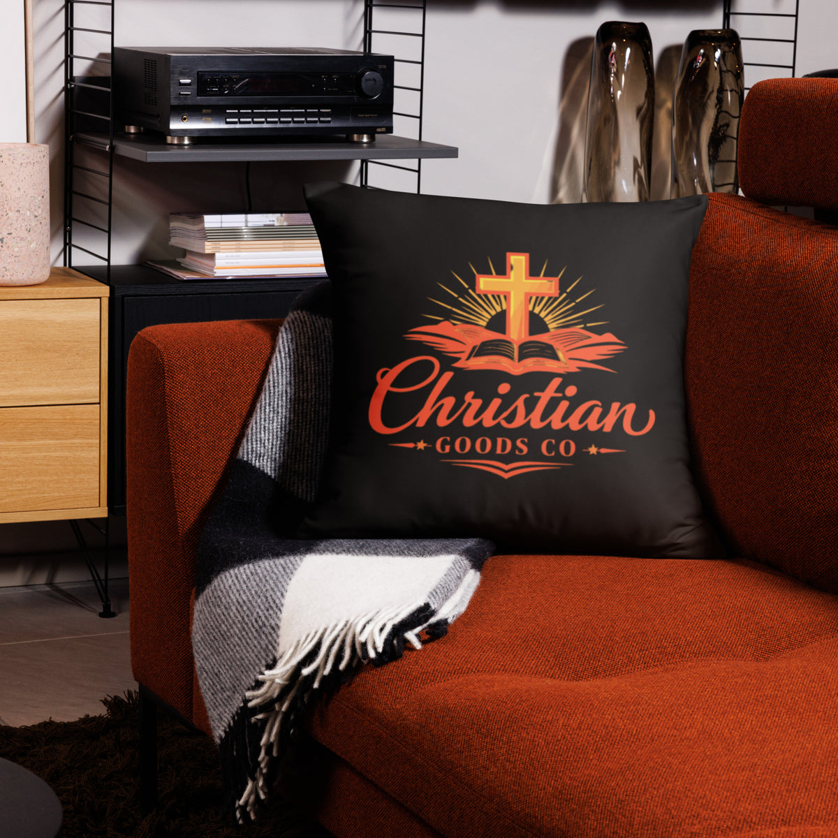 Lion of Judah Red Basic Pillow - 22 x 22 - Back View