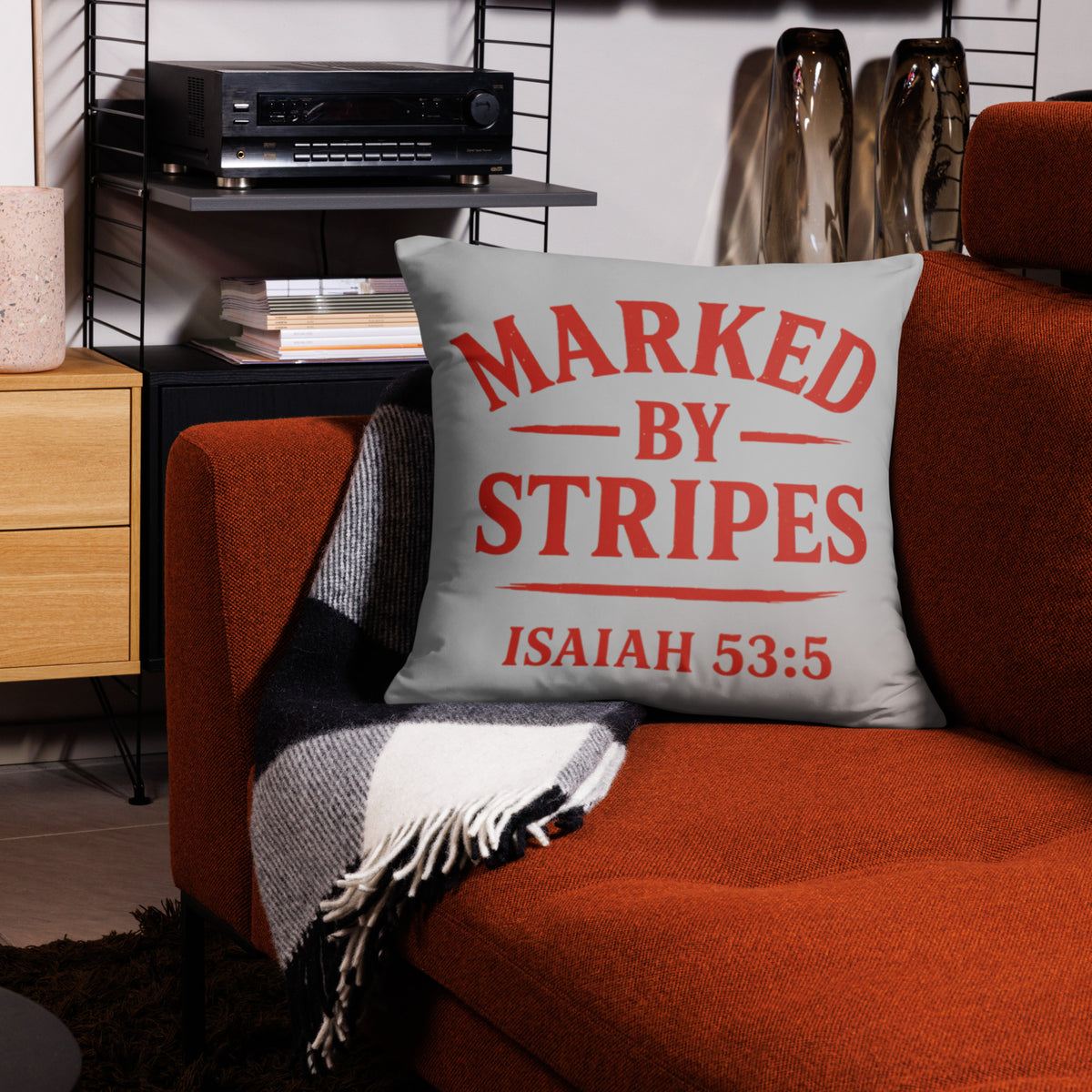 Marked by Stripes Basic Pillow - 22″×22″ - Front View