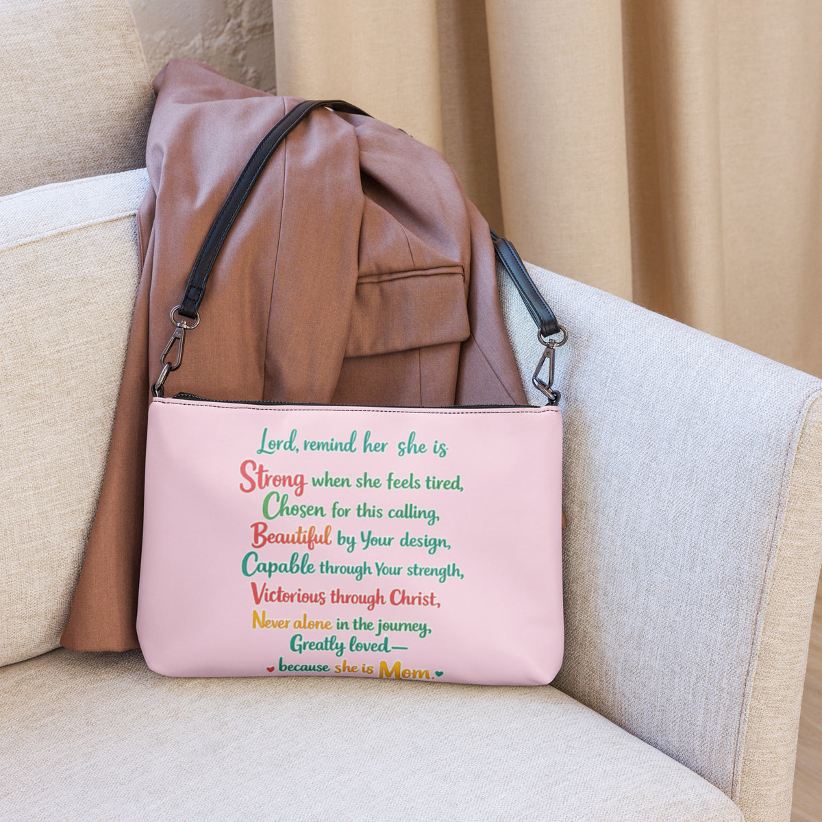She is Mom Crossbody Bag - Black - Back View