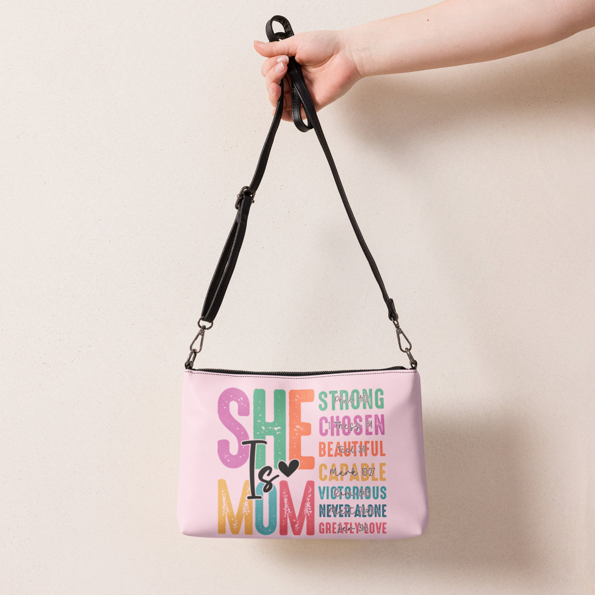 She is Mom Crossbody Bag - Black - Front View 2