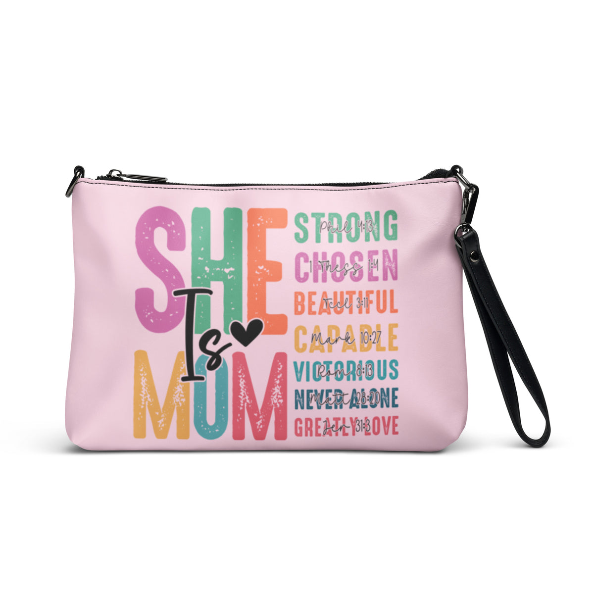 She is Mom Crossbody Bag - Black - Front View 3