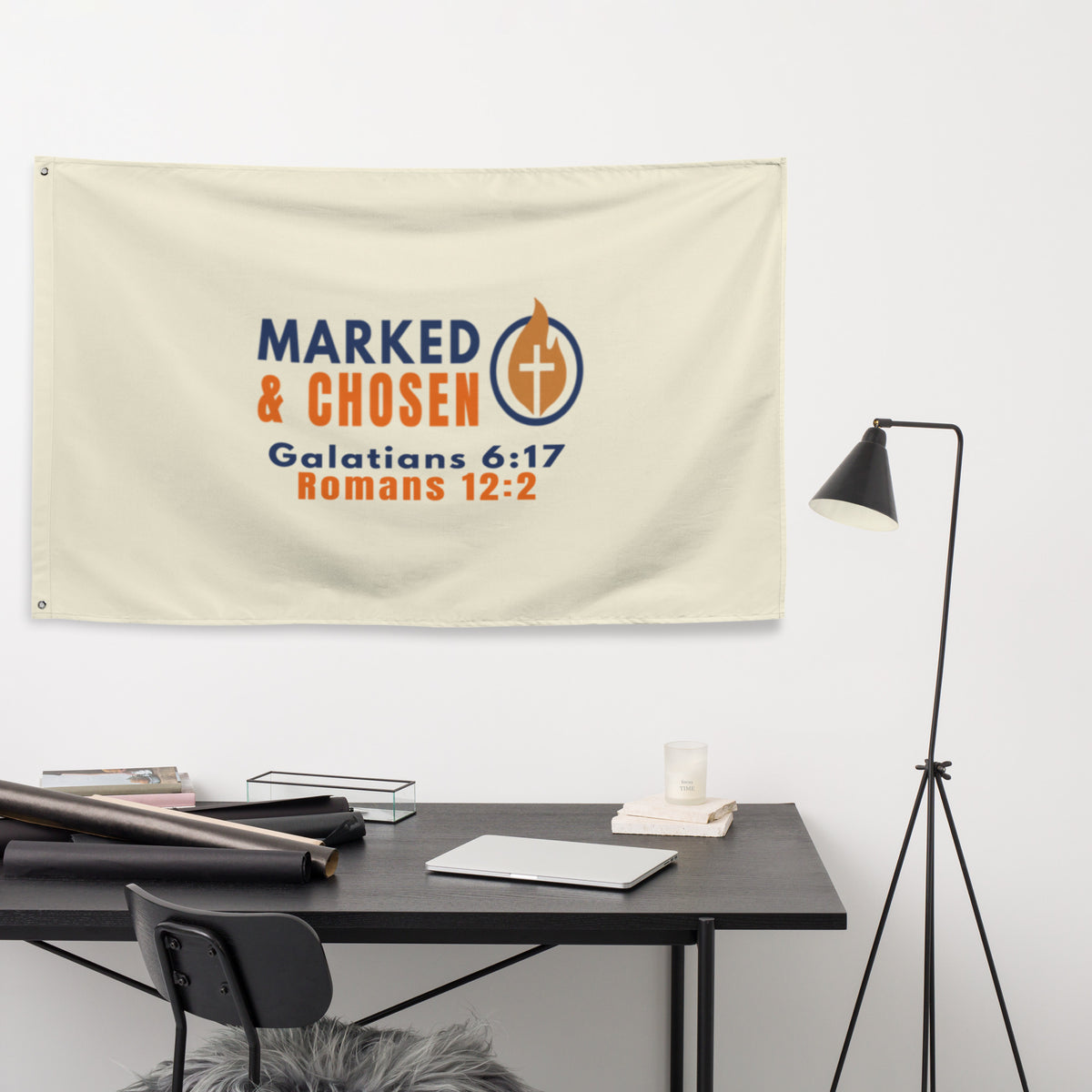 Marked & Chosen Flag - White - Front View 4