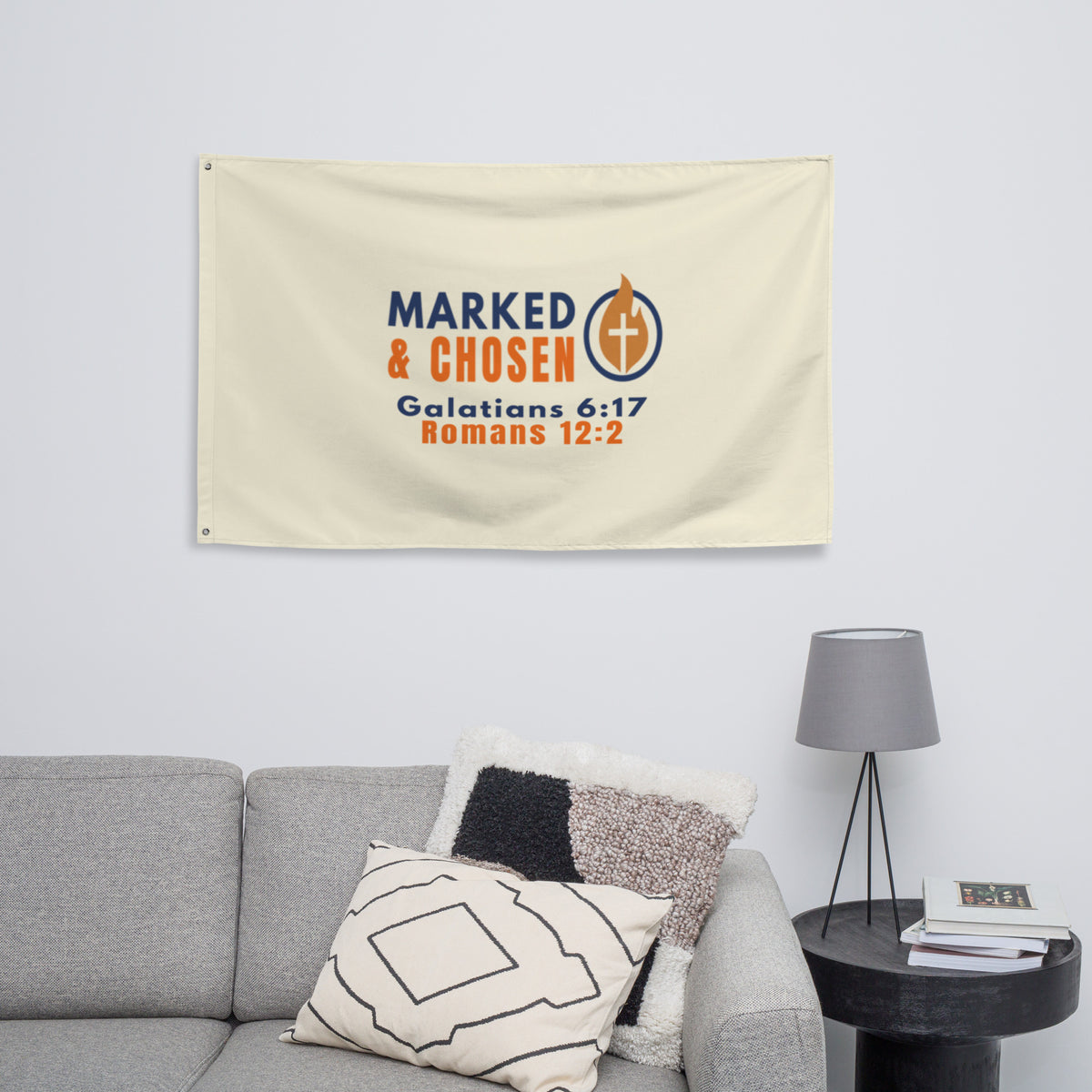 Marked & Chosen Flag - White - Front View 5