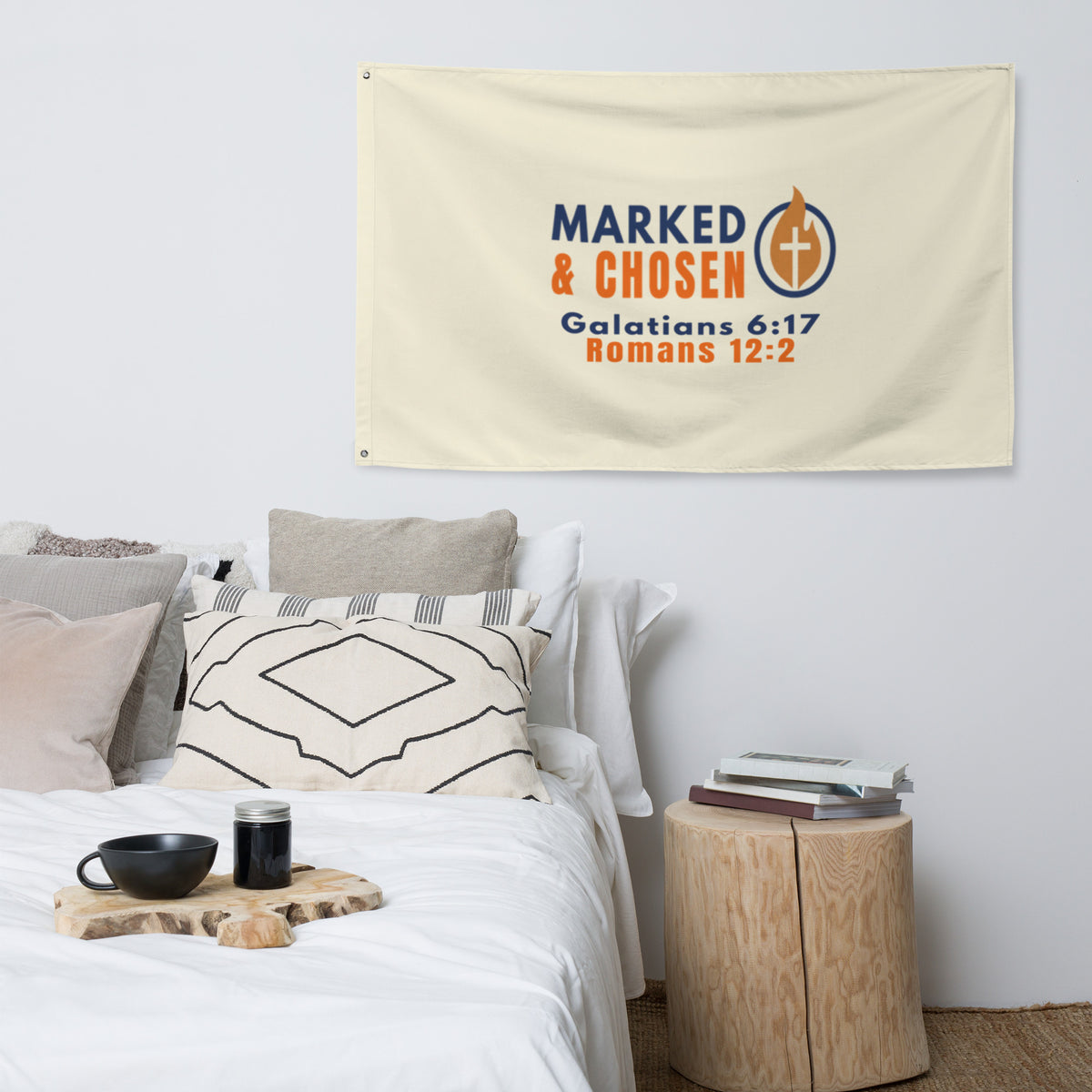 Marked & Chosen Flag - White - Front View 6