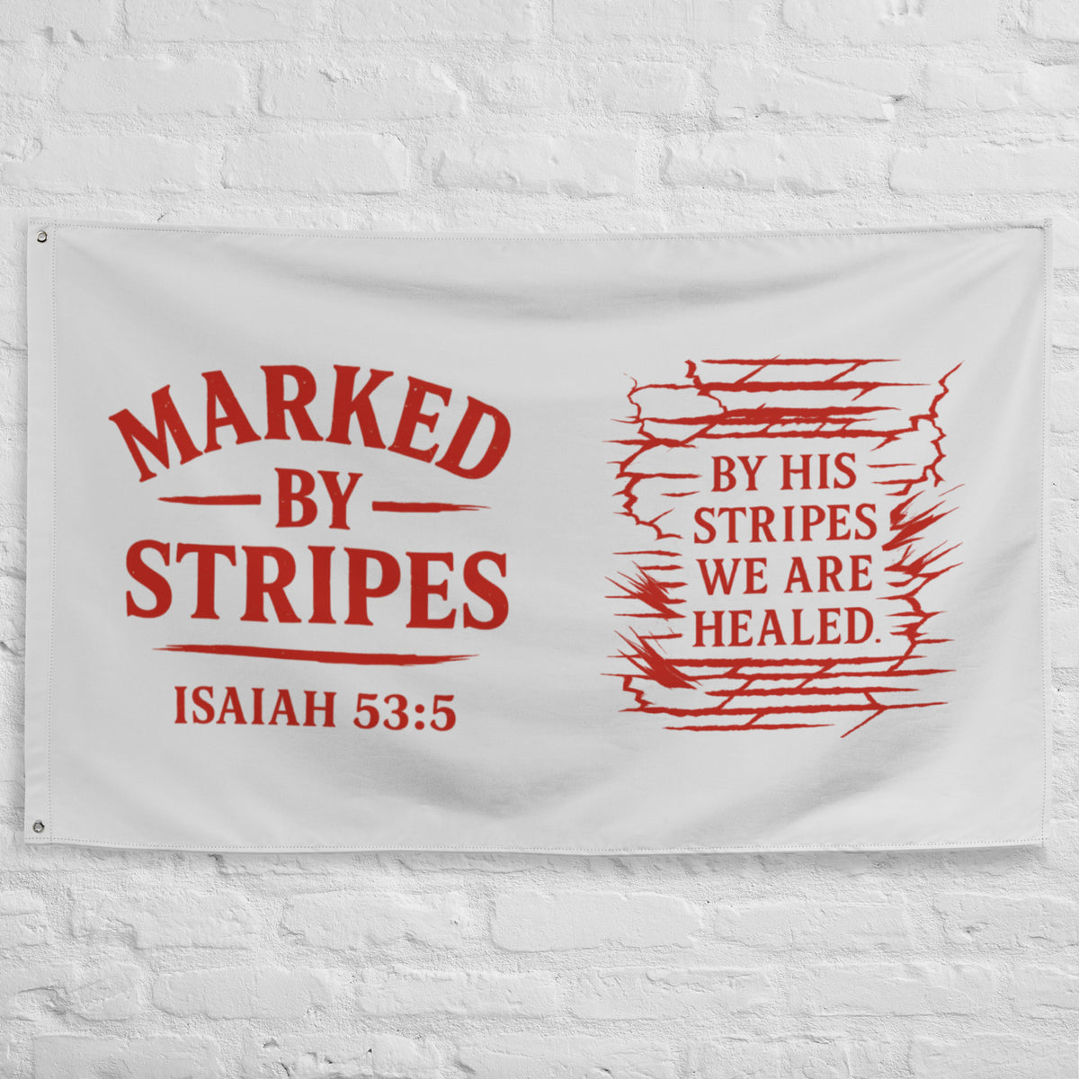 Marked by Stripes Flag - White - Front View