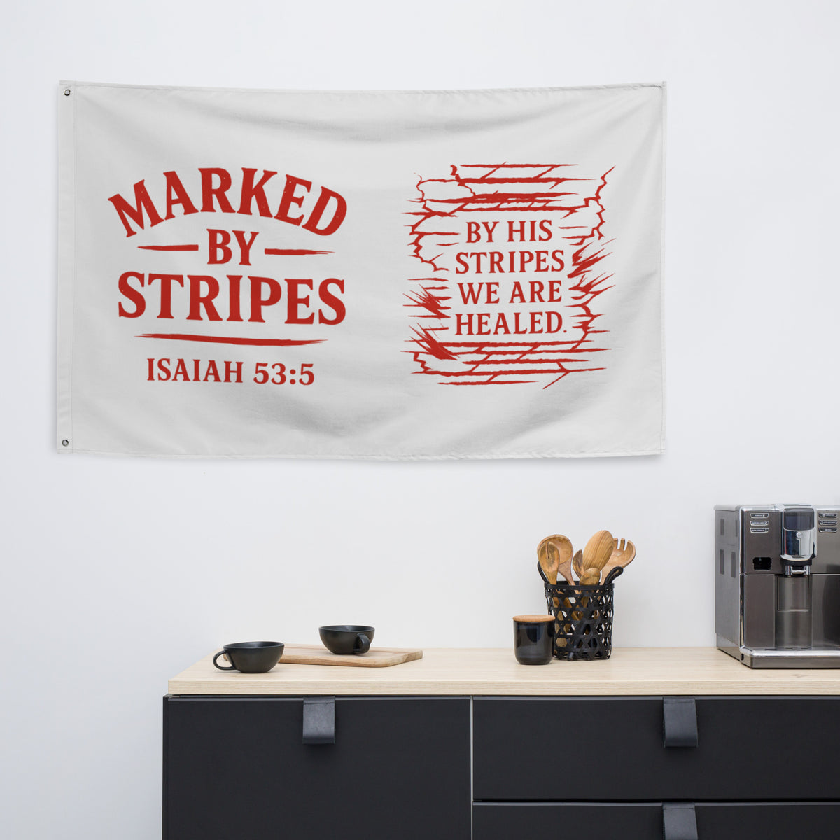 Marked by Stripes Flag - White - Front View 5