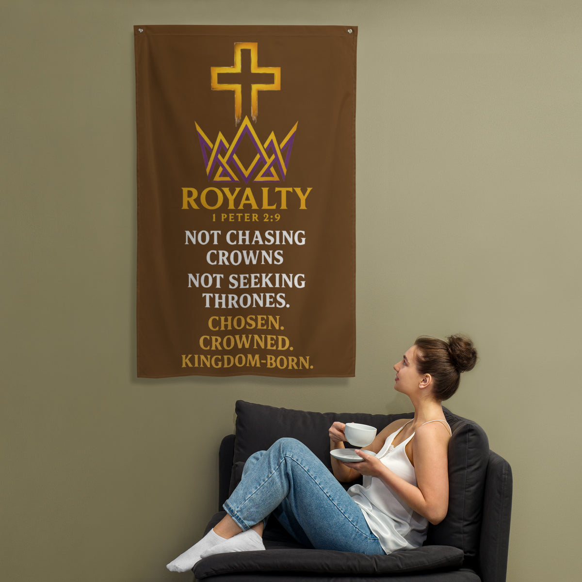 Royalty Flag - White - Front View 3