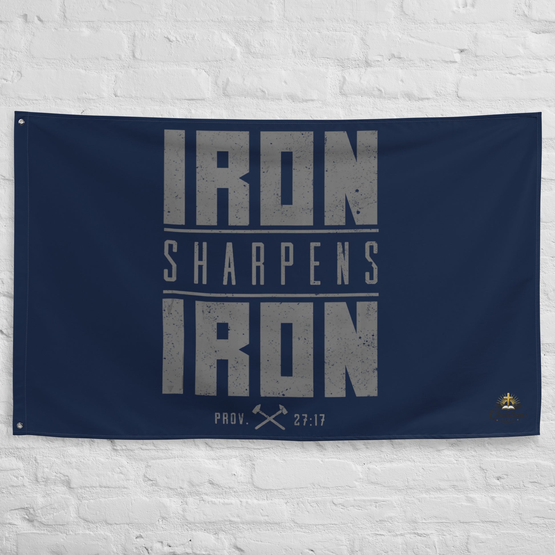 Iron Sharpens Iron Flag - White - Front View
