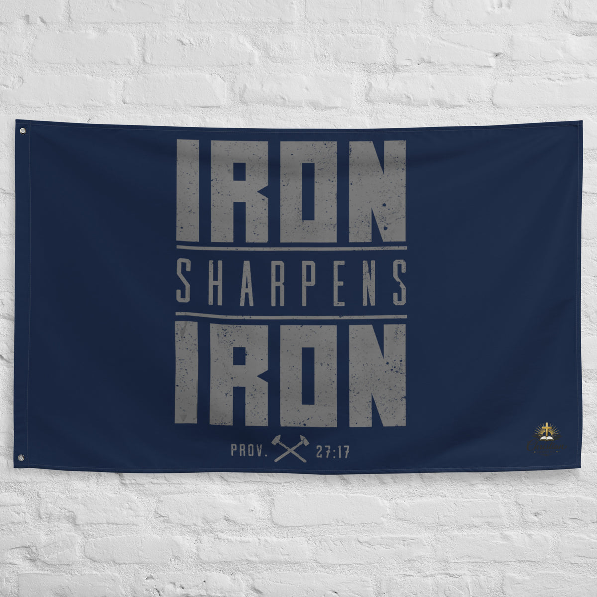Iron Sharpens Iron Flag - White - Front View