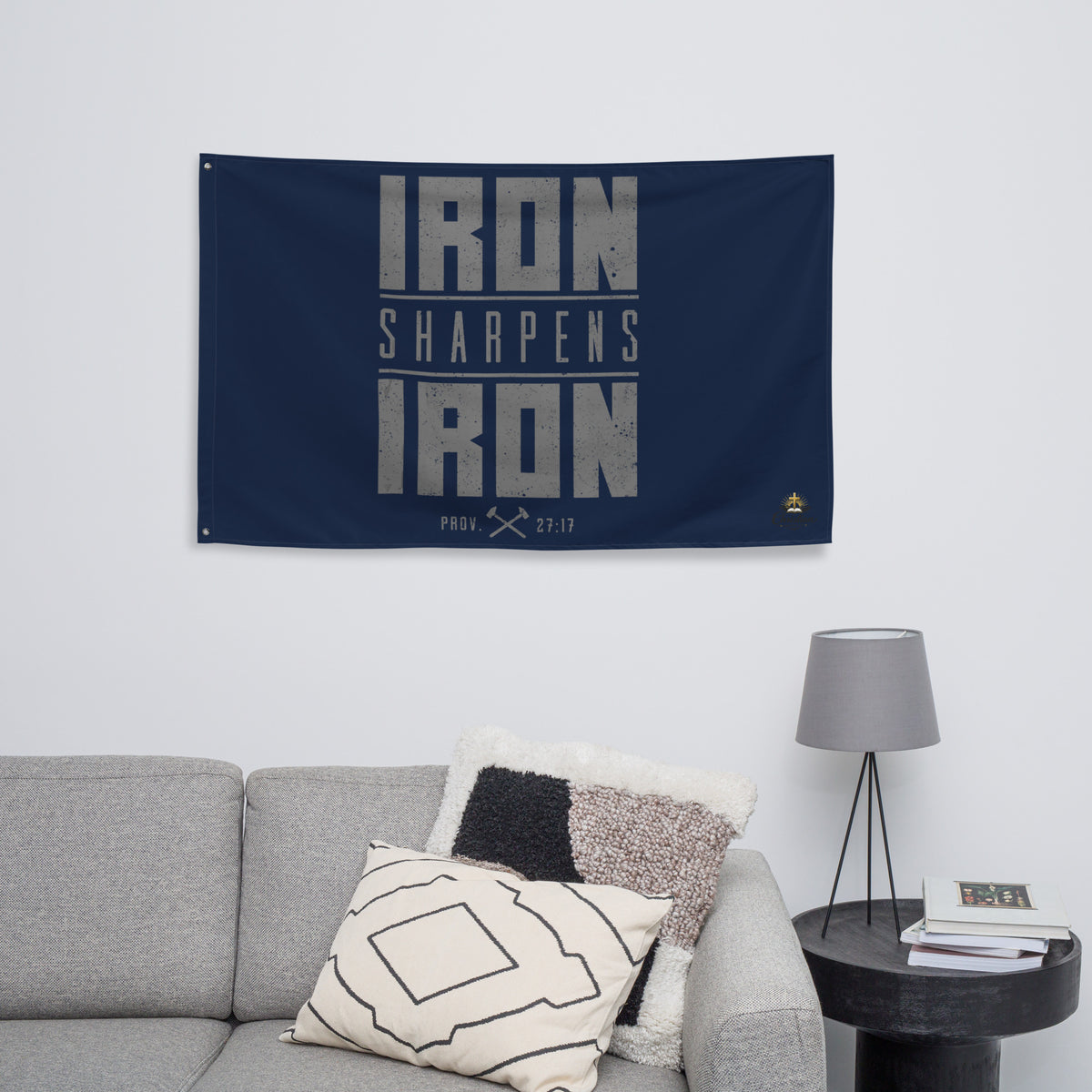 Iron Sharpens Iron Flag - White - Front View 4