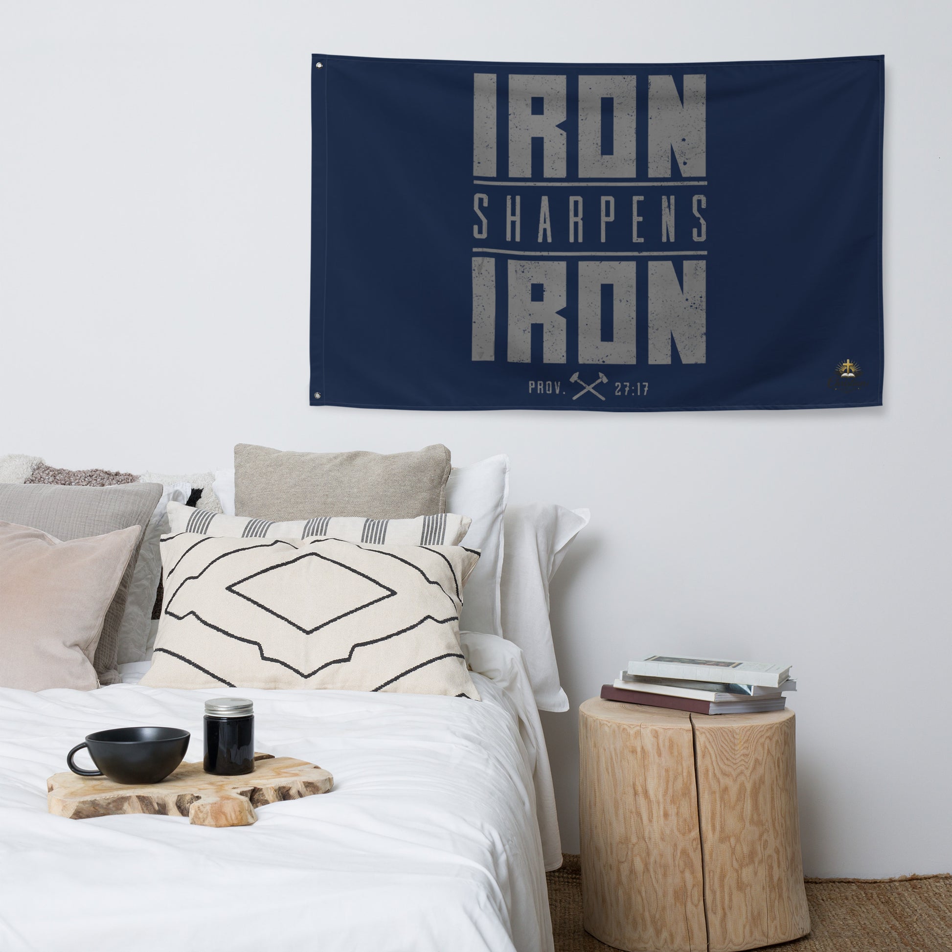 Iron Sharpens Iron Flag - White - Front View 5