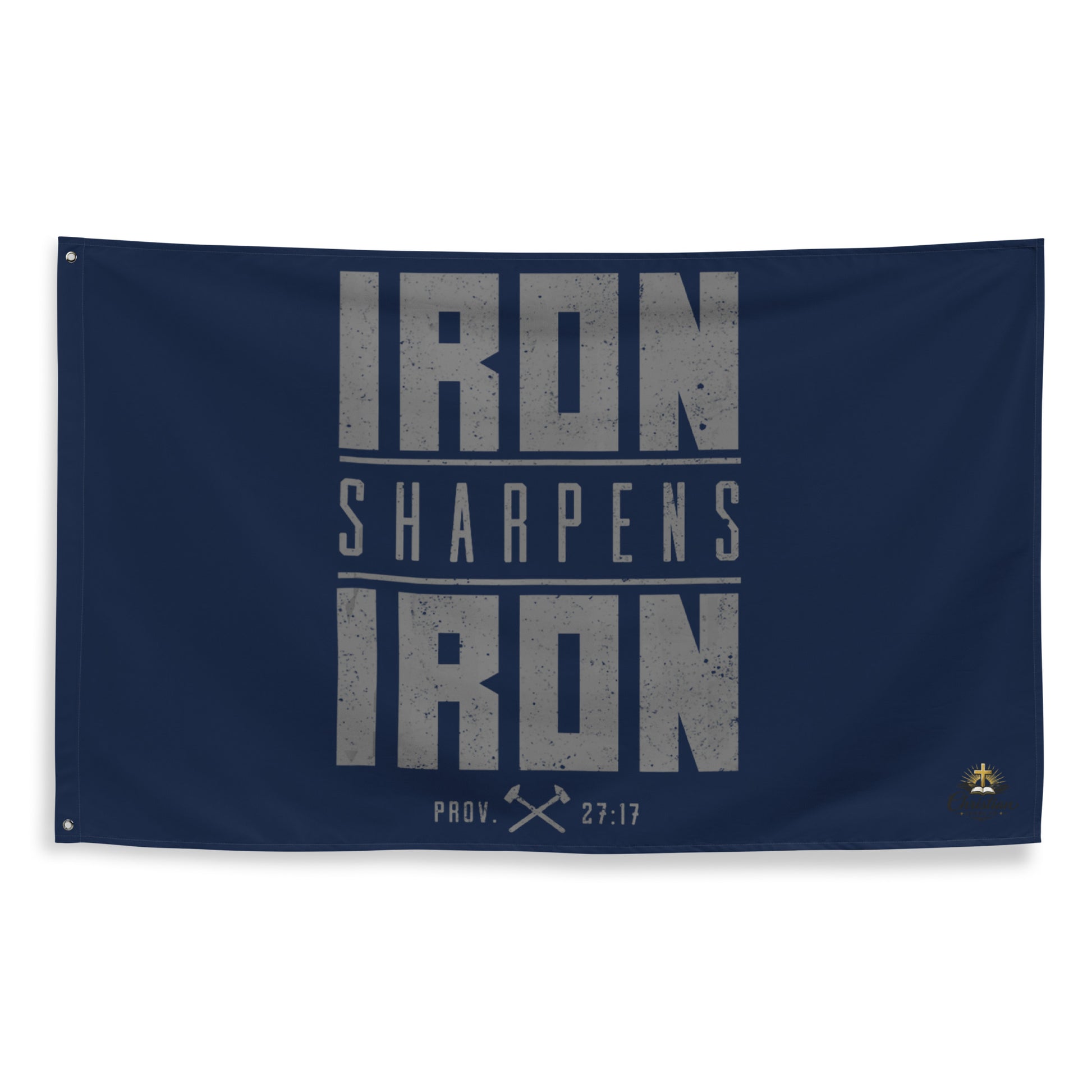 Iron Sharpens Iron Flag - White - Front View 6