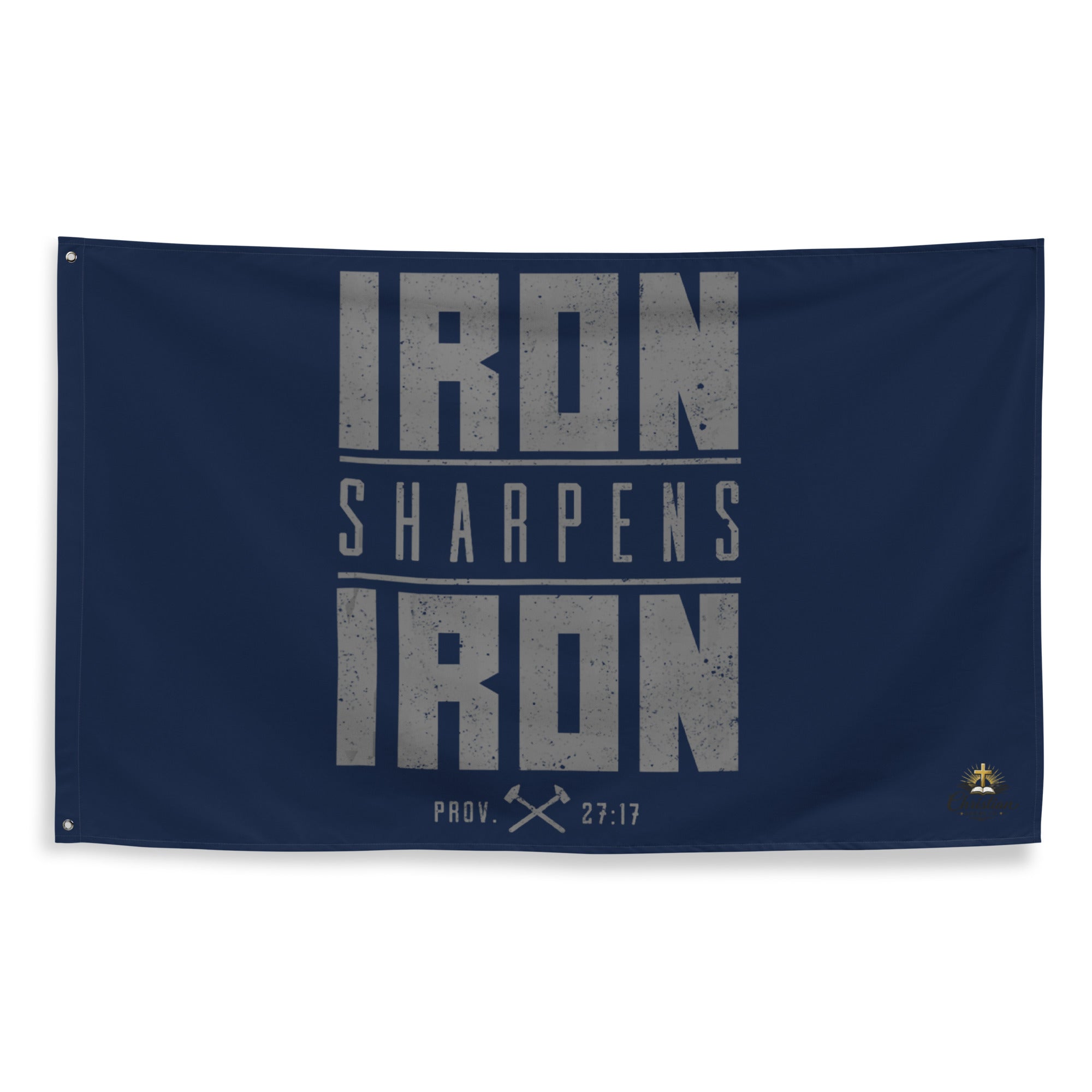 Iron Sharpens Iron Flag - White - Front View 6
