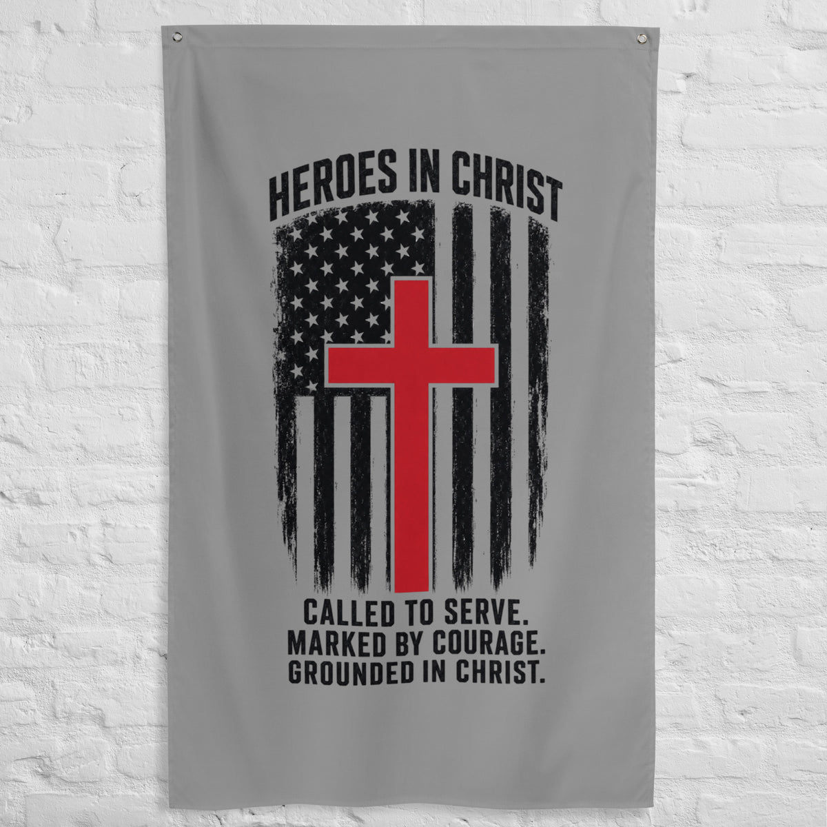 Heroes in Christ Fire & Rescue Flag - White - Front View