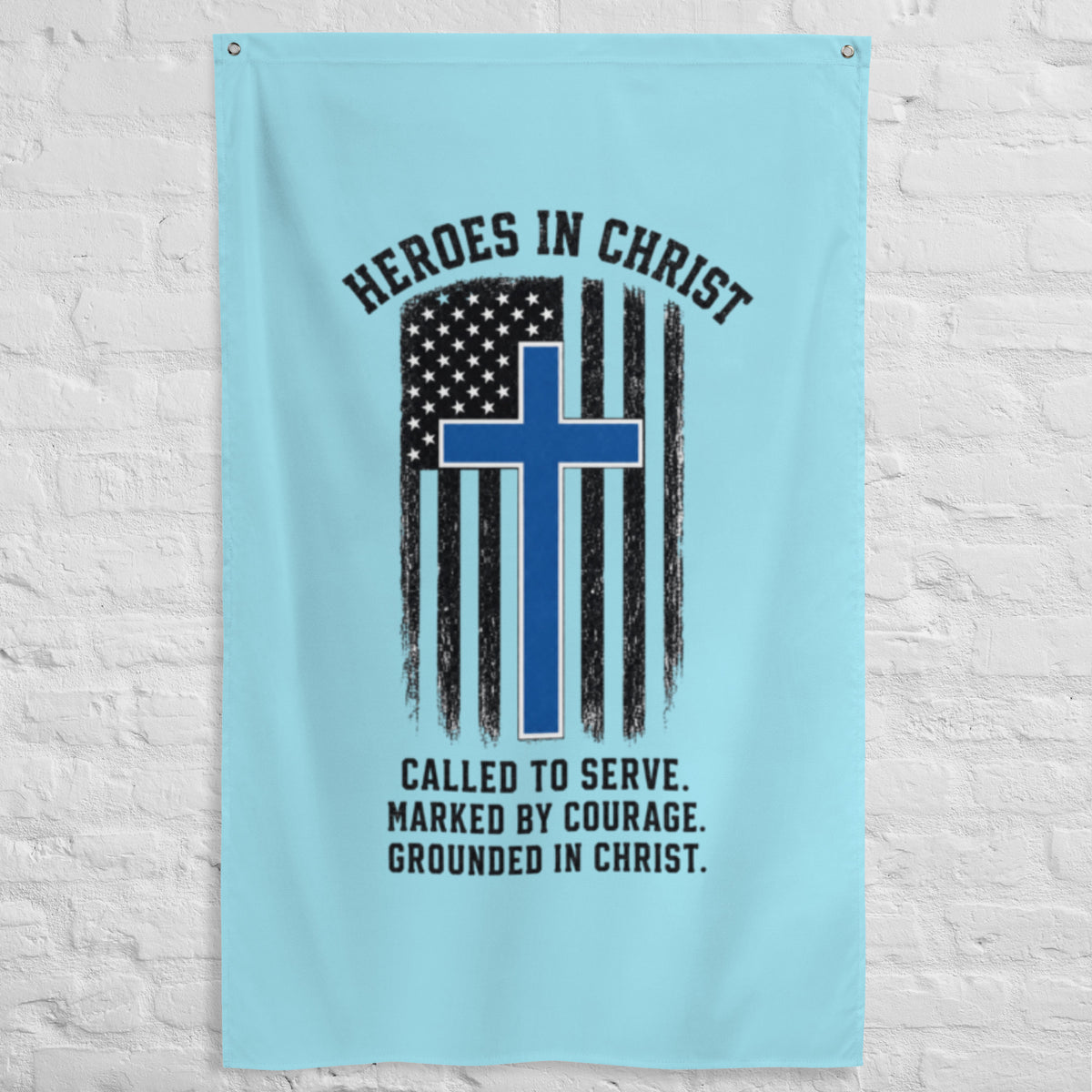 Heroes in Christ Police Flag - White - Front View