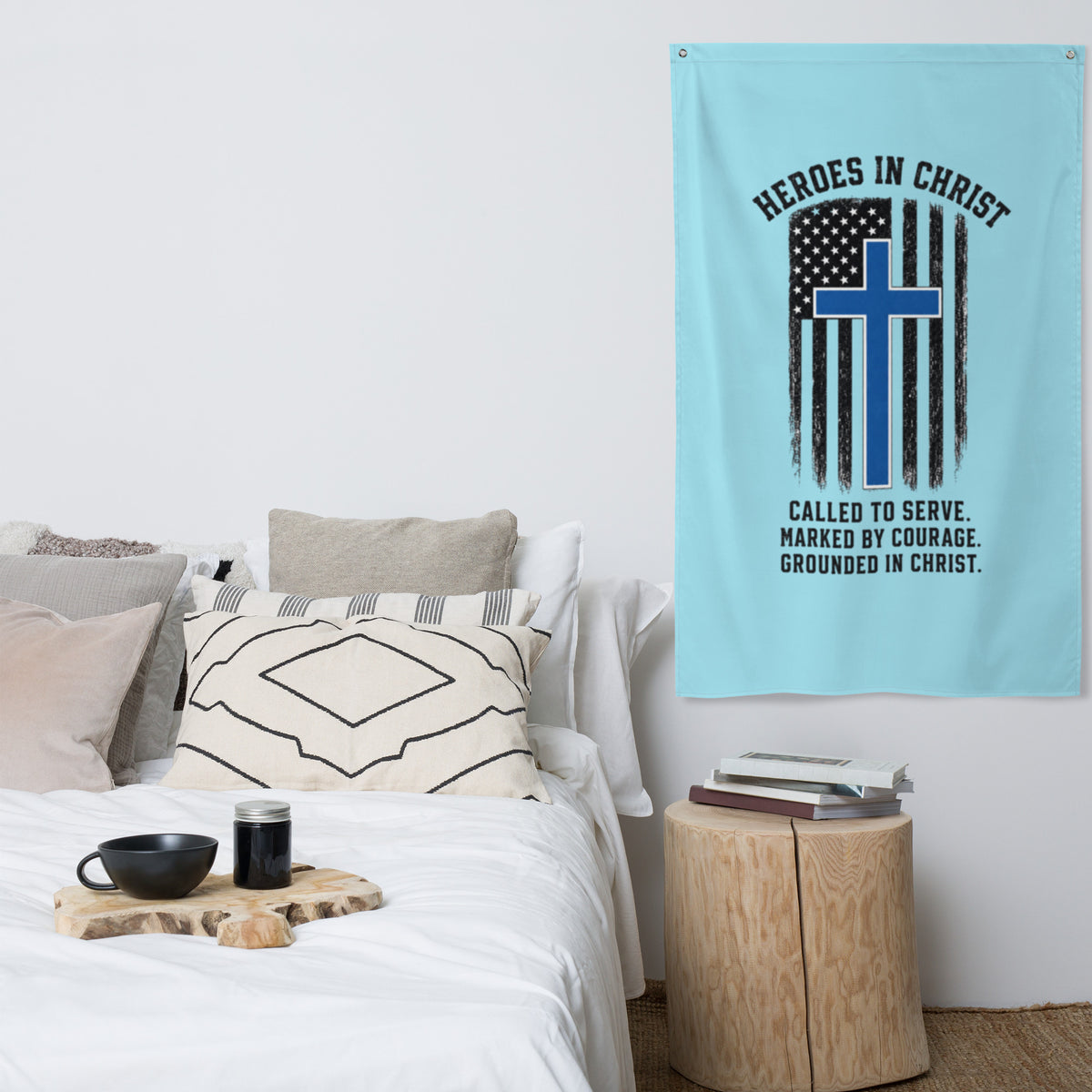 Heroes in Christ Police Flag - White - Front View