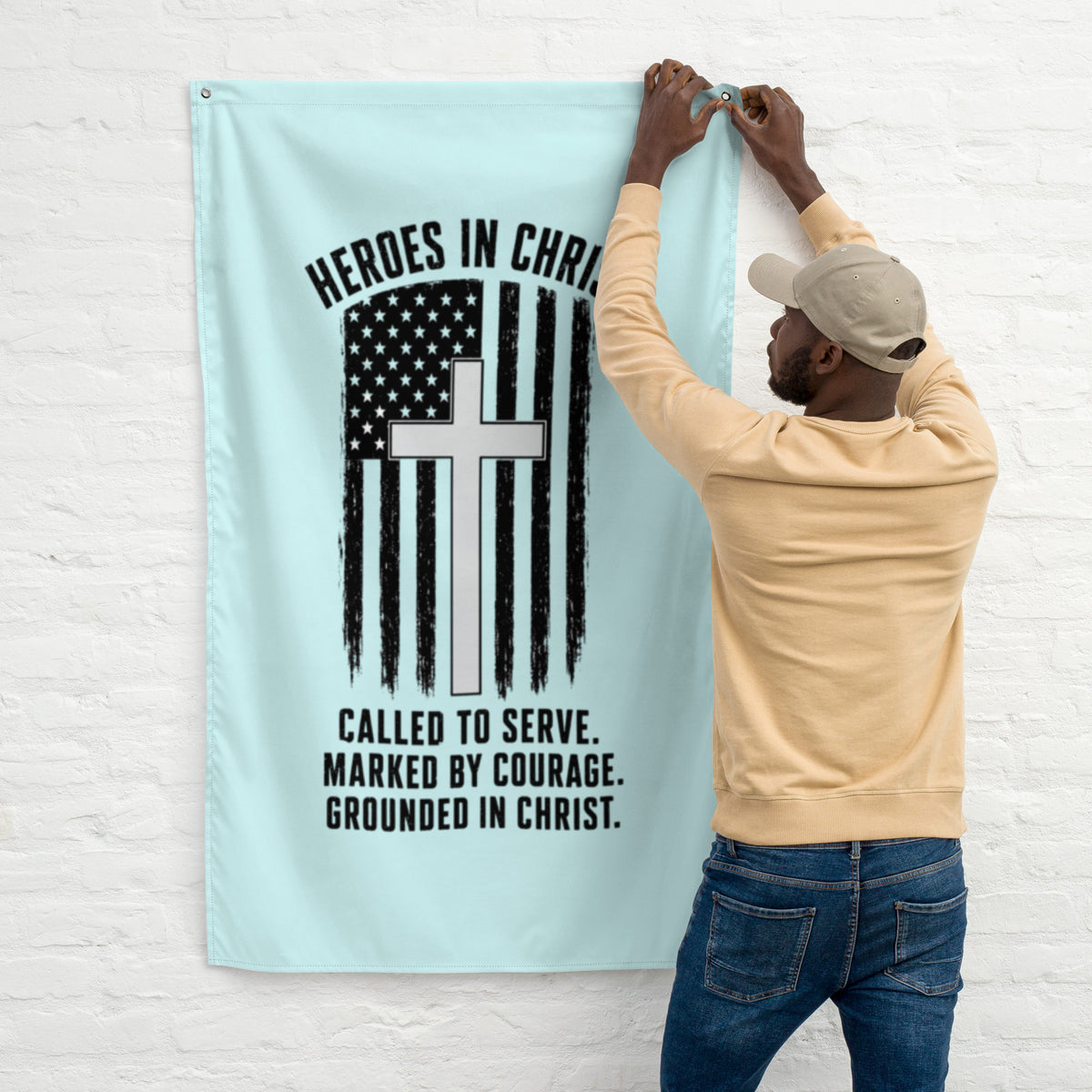 Heroes in Christ Healthcare Flag - White - Front View
