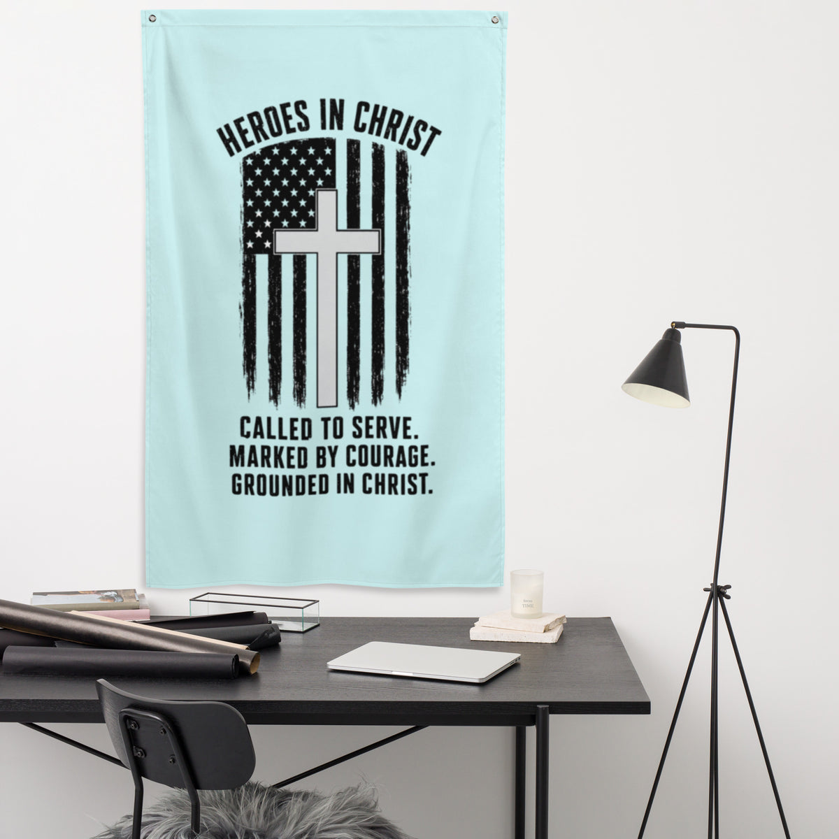 Heroes in Christ Healthcare Flag - White - Front View