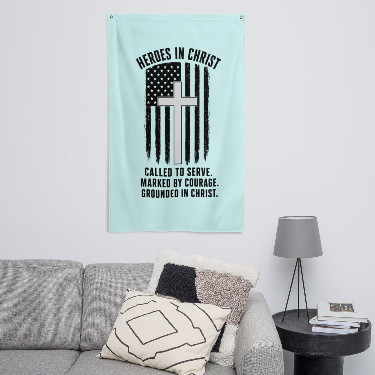 Heroes in Christ Healthcare Flag - White - Front View