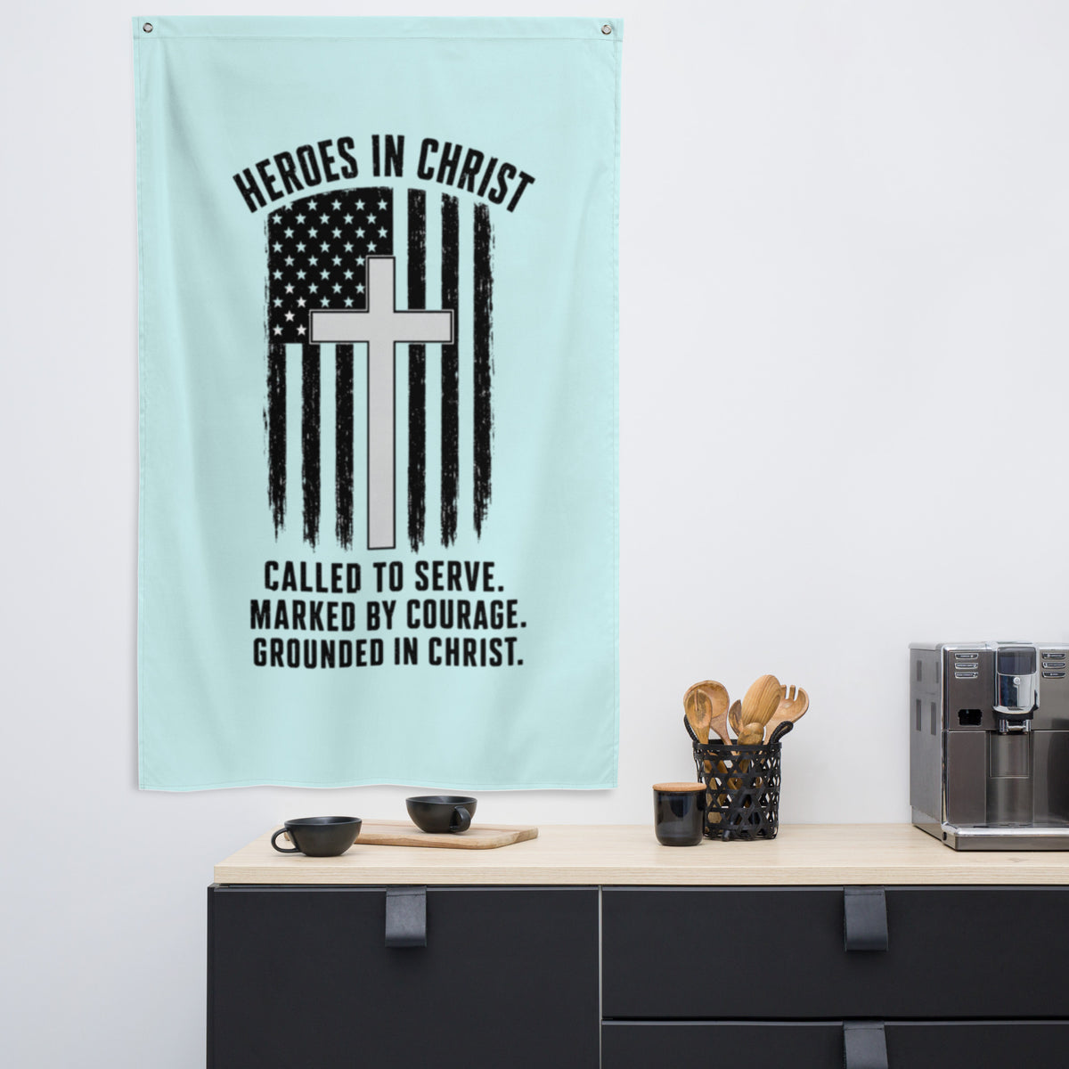 Heroes in Christ Healthcare Flag - White - Front View