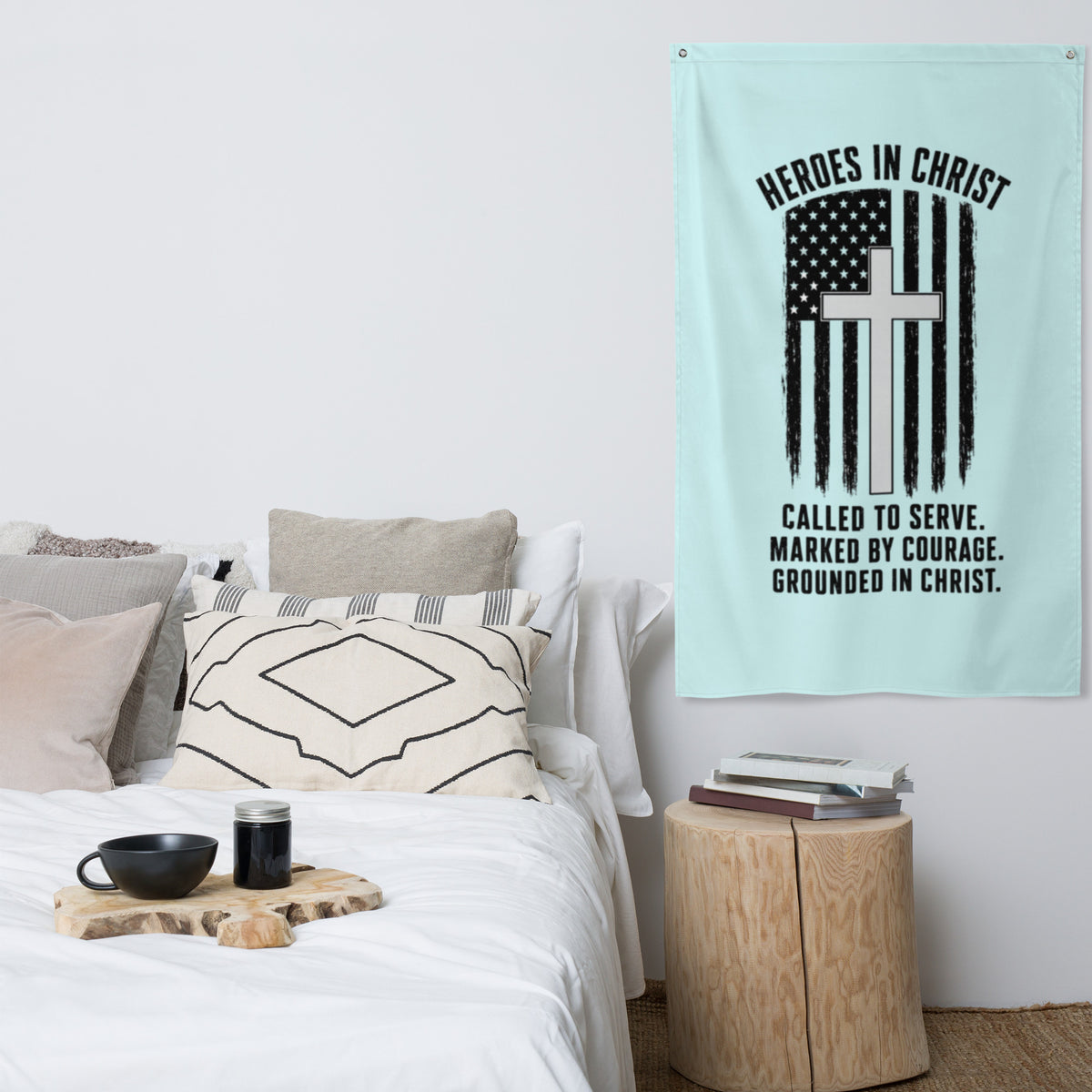 Heroes in Christ Healthcare Flag - White - Front View