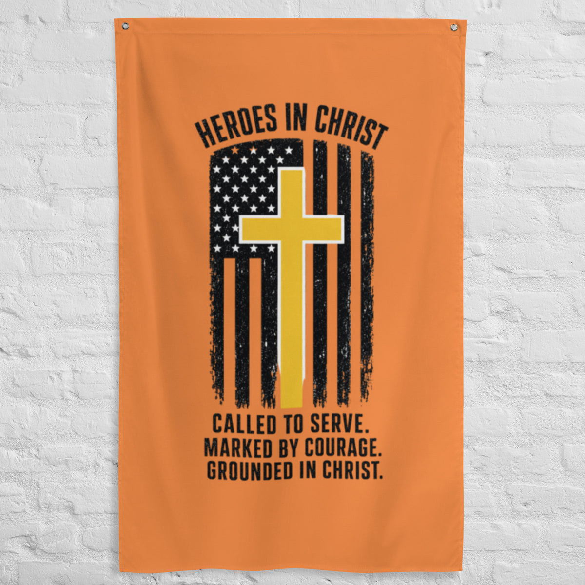 Heroes in Christ Dispatch Flag - White - Front View