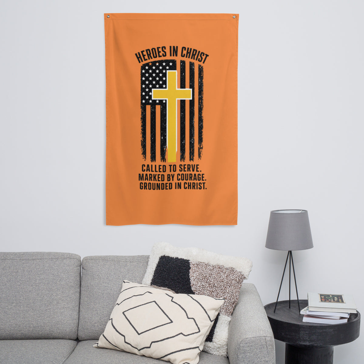 Heroes in Christ Dispatch Flag - White - Front View